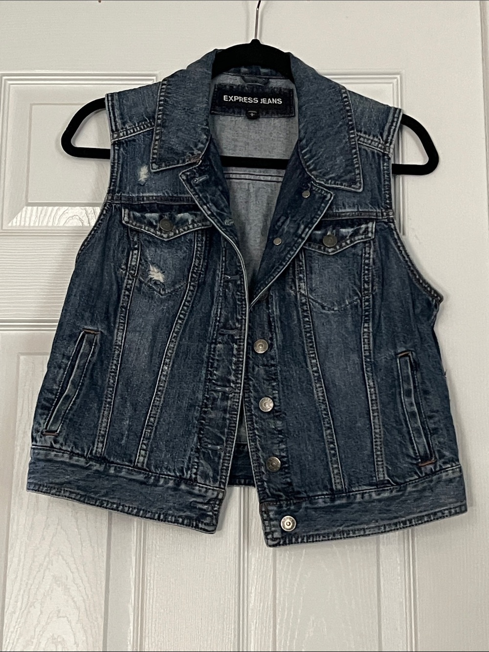 Express Jeans Dark Wash Denim Vest